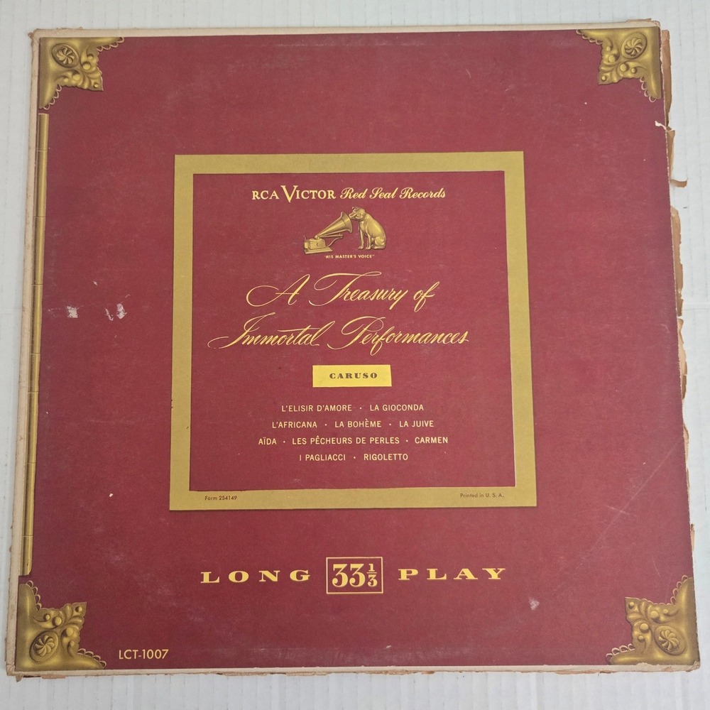 Caruso A Treasury of Immortal Performances Vinyl‎ LP 1950s Red Seal LCT-1007